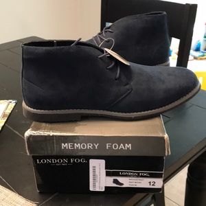MENS LONDON FOG BROADSTREET NAVY DRESS SHOES SUEDE